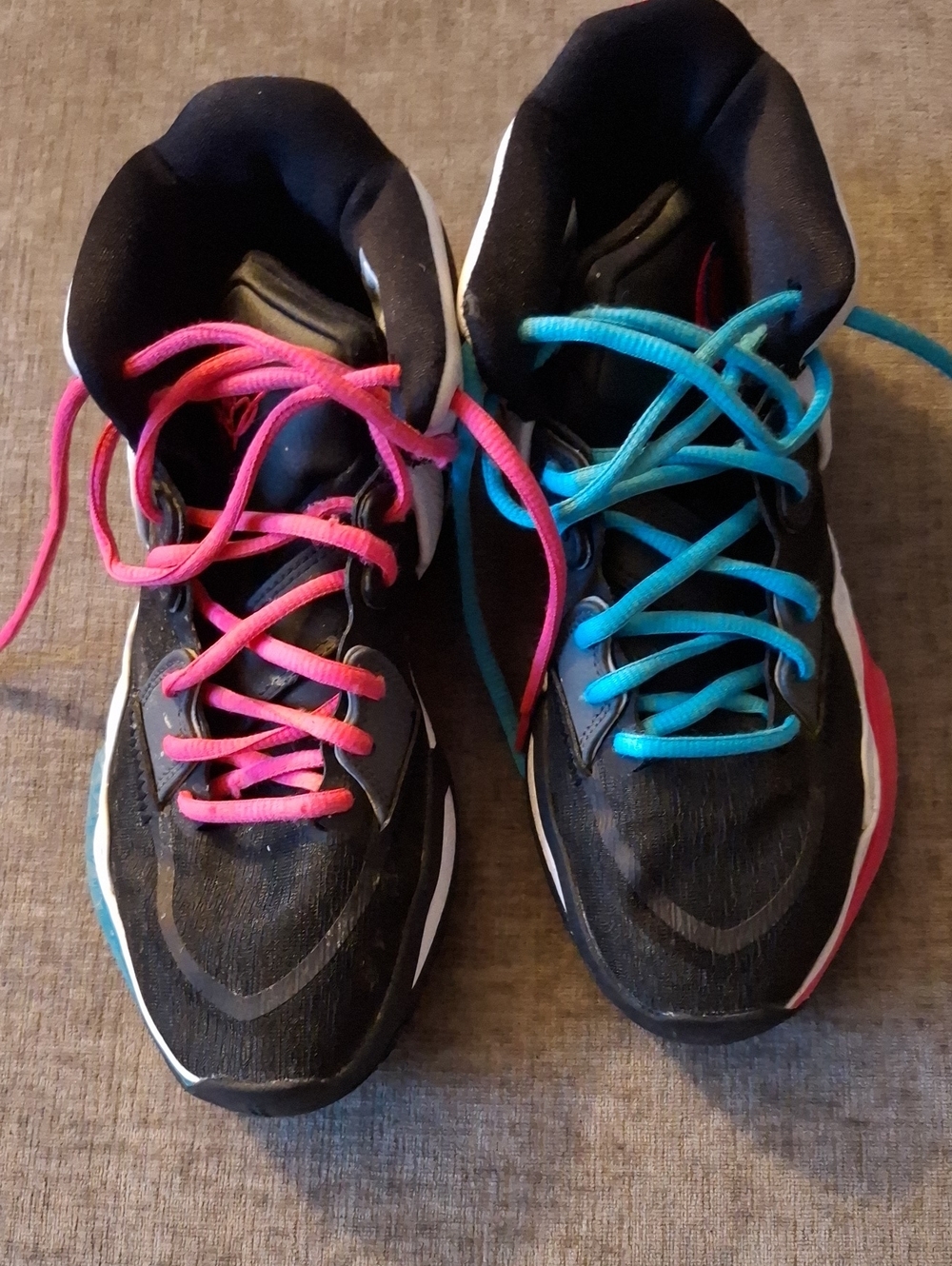 Nike Women's Black Athletic Shoes with Pink and Teal Laces